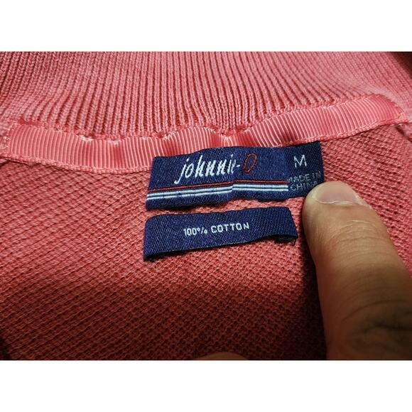 Johnnie O Sweater Mens Sz Medium Knit Long Sleeve 1/4 Zip Salmon Pink Golf Beach - Picture 4 of 9